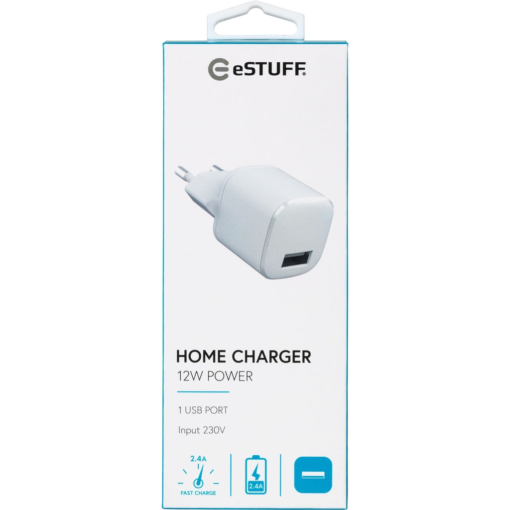 eSTUFF Home Charger 1 USB 2,4A, 12W Seinälaturi - Lisätarvikkeet - - Handle It Store - Käytetyt iPhonet edullisesti verkkokaupasta